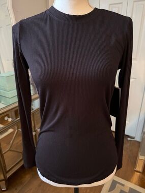 Truth By Republic Classic Ribbed Long-Sleeve Best Black Tee - Modal Soft S/P ❤️